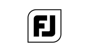 A black and white logo of the company fj.