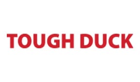 A red and white logo for dough ducks