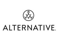 A black and white logo of the word alternative.