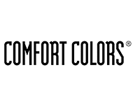 A black and white photo of the words comfort colors.