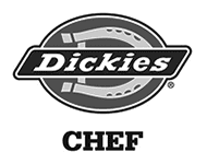 A black and white logo of dickies chef