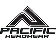 A black and white logo of a pacific headwear.